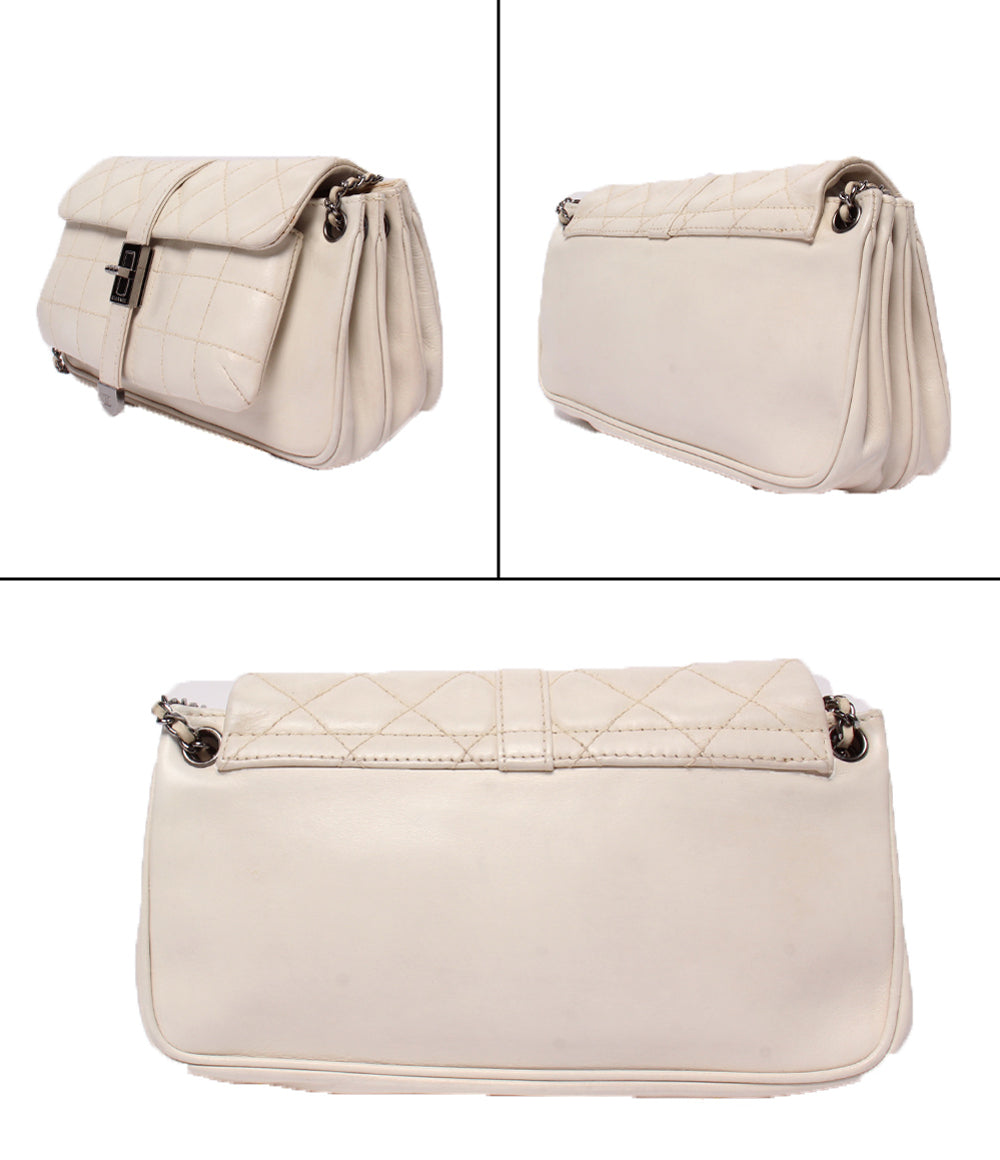 CHANEL チェーンショルダーバッグ Wチェーン シングルフラップ シルバー金具 ラムスキン チョコバー レディース シャネル