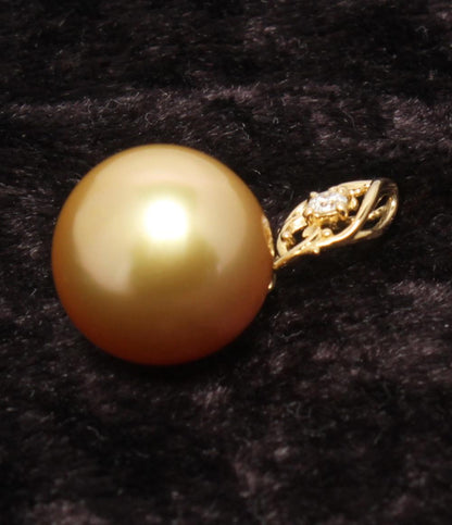 美品 ペンダントトップ K18 パール 12mm ダイヤ 0.05ct レディース