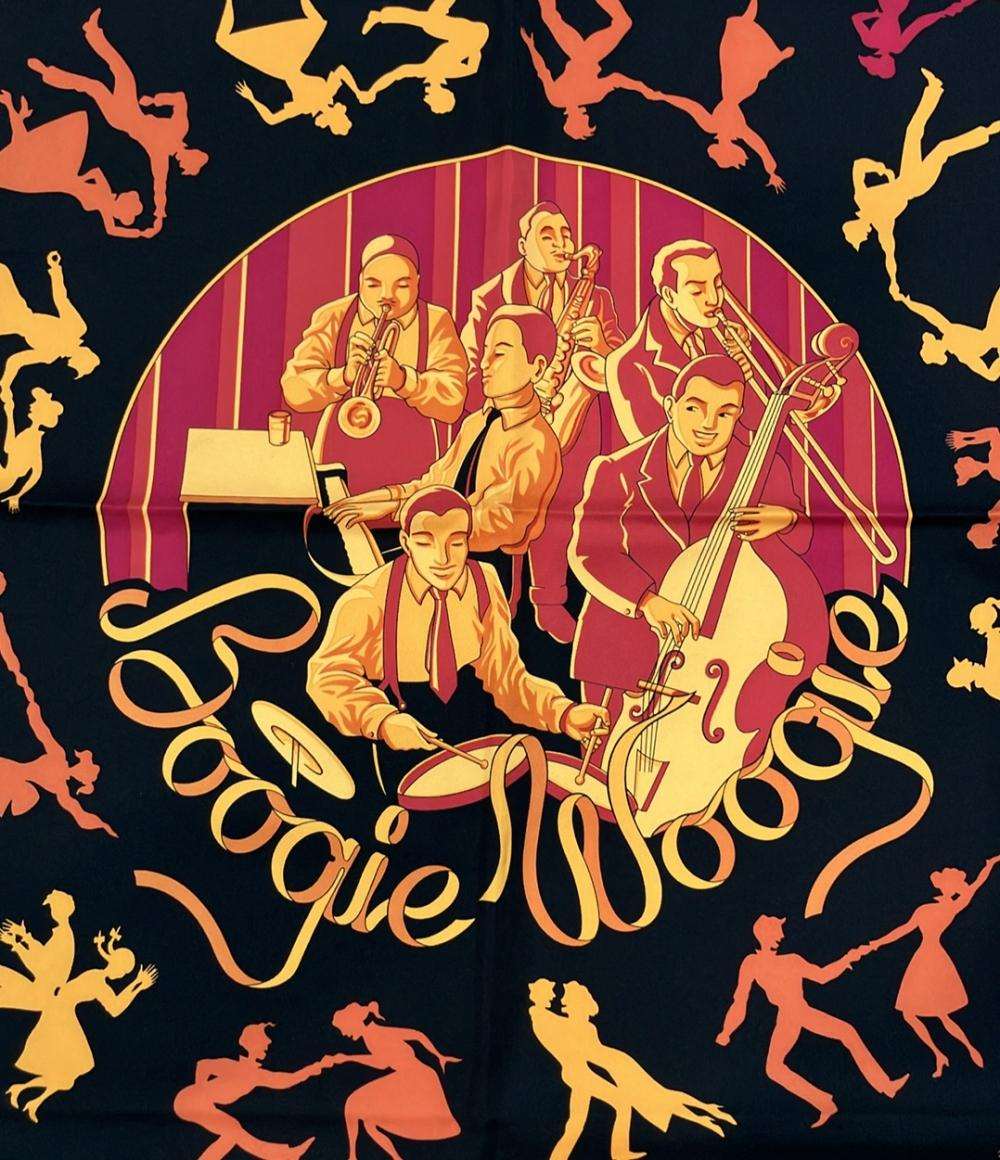 美品 HERMES スカーフ カレ90 シルク100% Boogie Woogie レディース