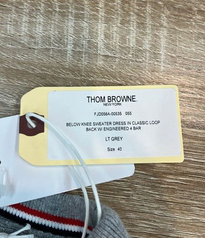 美品 THOM BROWNE 長袖ワンピース スウェット クールネック タグ付き レディース SIZE 40 (M) トムブラウン
