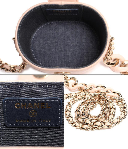 シャネル チェーンレザーショルダーバッグ ココマーク ゴールド金具 ミニバニティバッグ マトラッセ ラムスキン レディース CHANEL