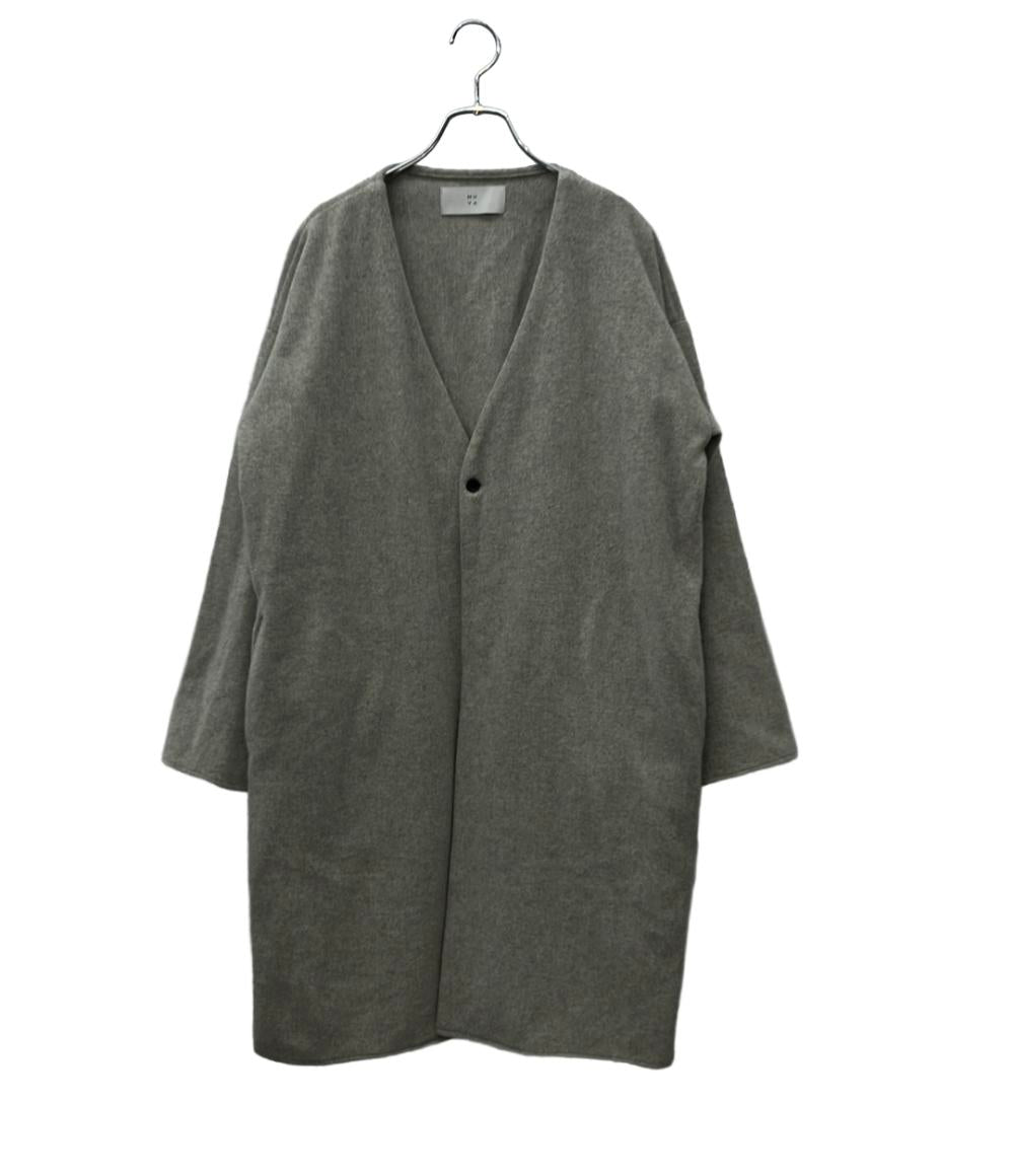 MUYA コート ウール混格子チェック 毛混グレー 羽織 アウター Livery coat mjk25-2512-47 レディース SIZE 2 (M) ムヤ