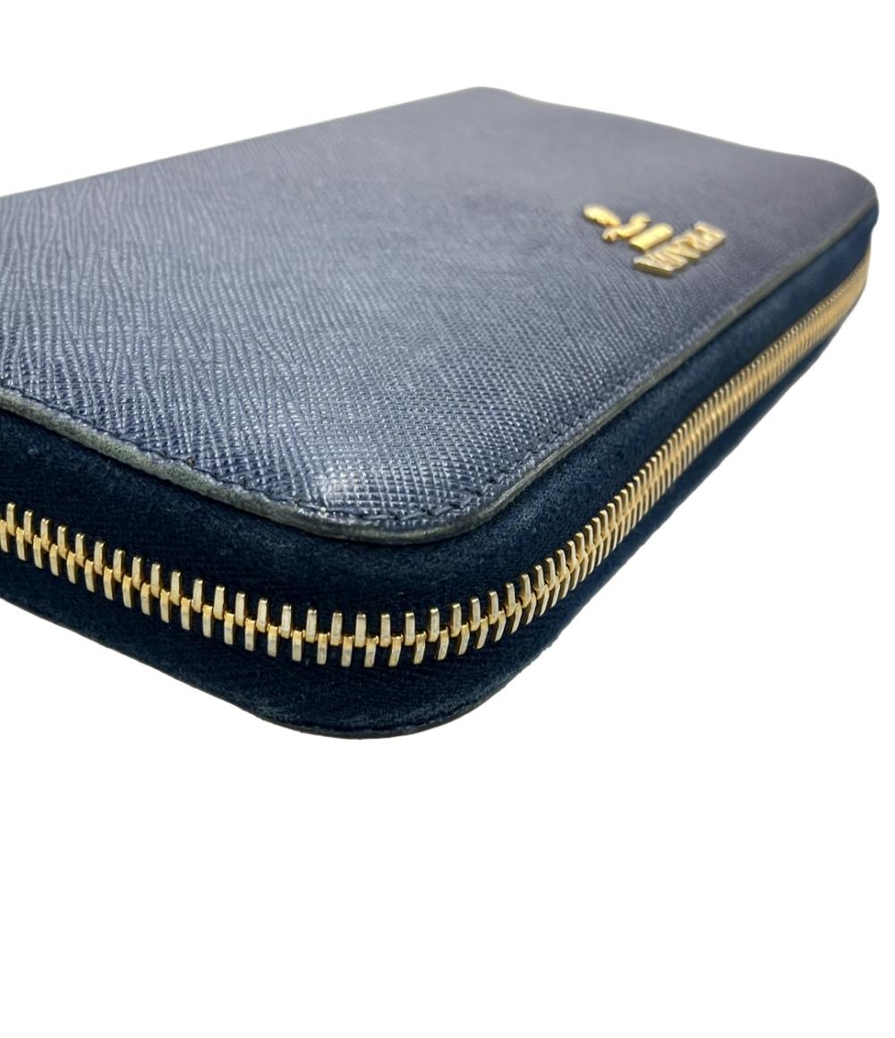 プラダ ラウンドファスナー長財布 サフィアーノ レザー 内側フラワー柄