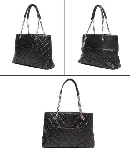 シャネル チェーントートバッグ ラムスキン シルバー金具 マトラッセ レディース CHANEL
