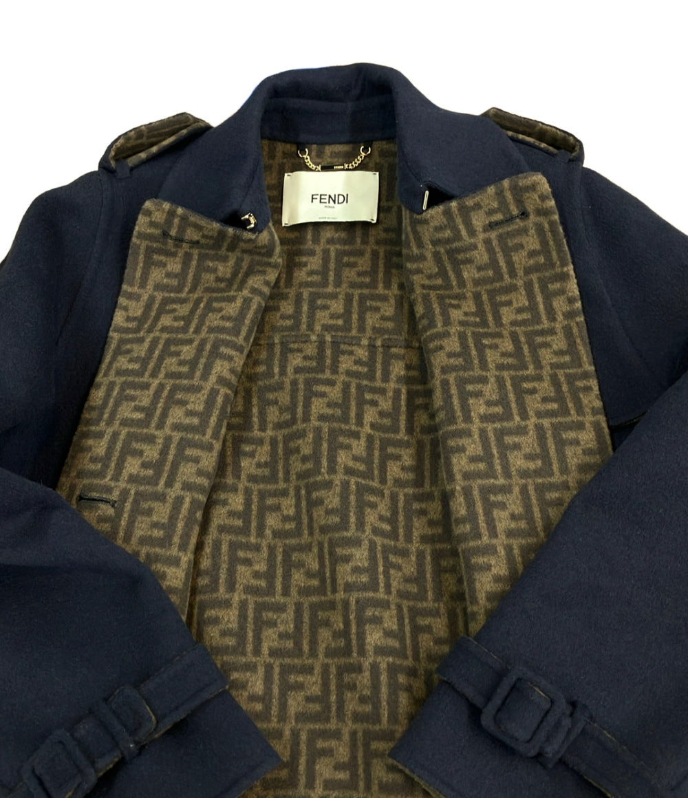 FENDI メルトン ダブルブレストコート ズッカ柄 FF9011 A5HD レディース SIZE 36 (XS) フェンディ