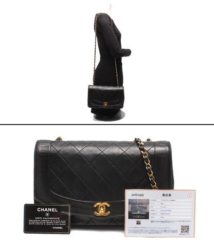 CHANEL チェーンショルダーバッグ 肩掛け ゴールド金具 シングルチェーン シングルフラップ ダイアナ25 マトラッセ ラムスキン レディース シャネル
