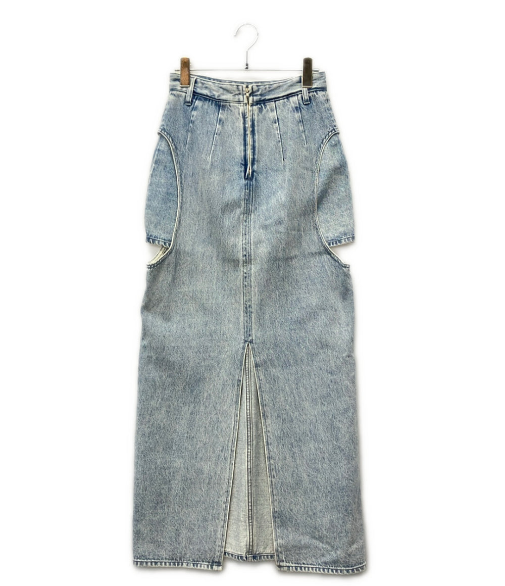 美品 CLANE サークルカットレイヤード デニムスカート 16109-6192 レディース SIZE 0 クラネ