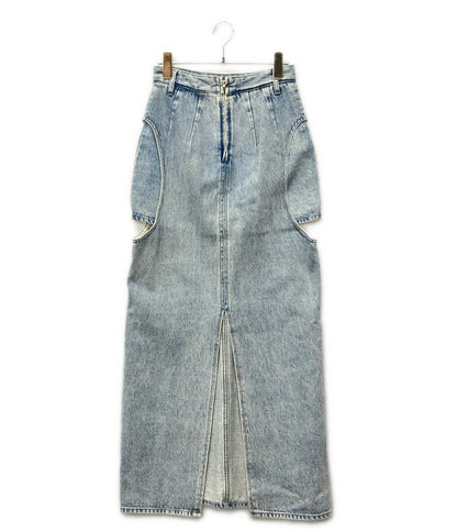 美品 CLANE サークルカットレイヤード デニムスカート 16109-6192 レディース SIZE 0 クラネ