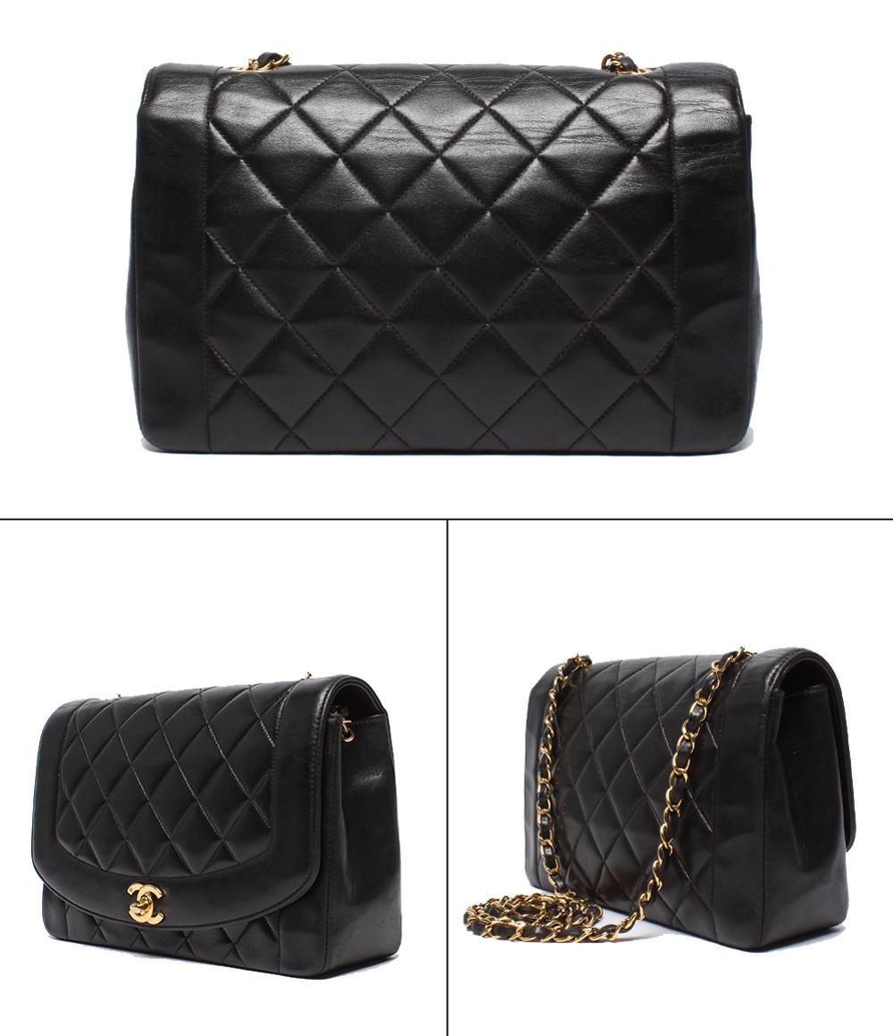 CHANEL チェーンショルダーバッグ ダイアナフラップ ラムスキン ゴールド金具 3番台 肩掛け 斜め掛け ダイアナ25 マトラッセ レディース シャネル