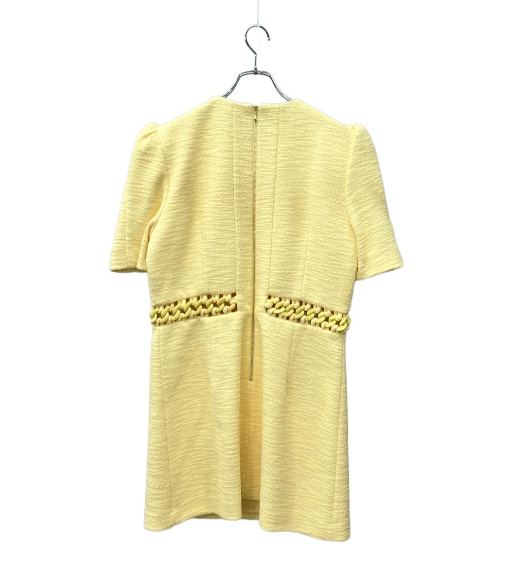 REBECCA VALLANCE 半袖ワンピース ツイード ミニ パフスリーブ ウエストチェーン Aライン タグ付き Claire Short Sleeve Mini Dress レディース