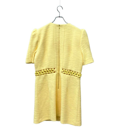REBECCA VALLANCE 半袖ワンピース ツイード ミニ パフスリーブ ウエストチェーン Aライン タグ付き Claire Short Sleeve Mini Dress レディース