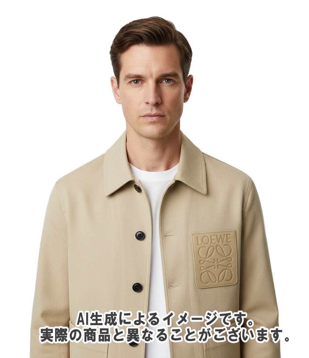 LOEWE ジャケット コンボ アナグラム ロゴレザーパッチ ブルゾン 羊毛 ワークウェア ジャケット H526Y02W27 メンズ SIZE 46 (M) ロエベ