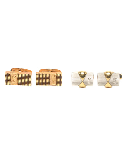 美品 YVES SAINT LAURENT カフス ロゴ 2点セット メンズ イヴ・サンローラン