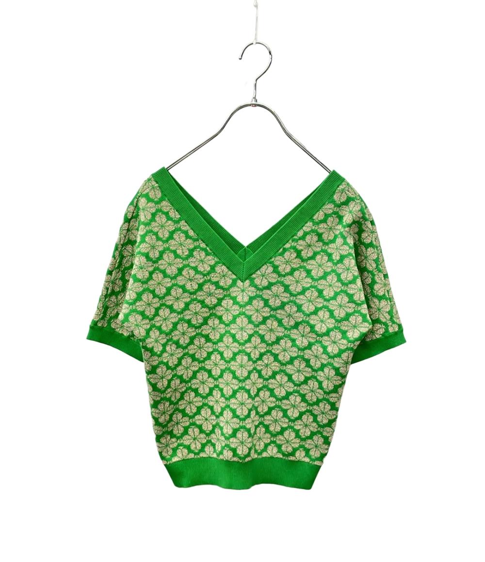 Kate Spade フローラルスペード Vネックニットトップス レディース SIZE XS ケイトスペード