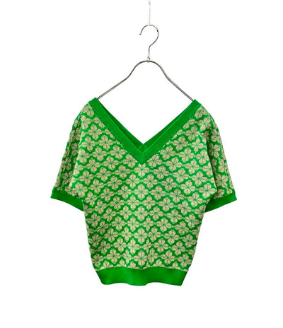 Kate Spade フローラルスペード Vネックニットトップス レディース SIZE XS ケイトスペード