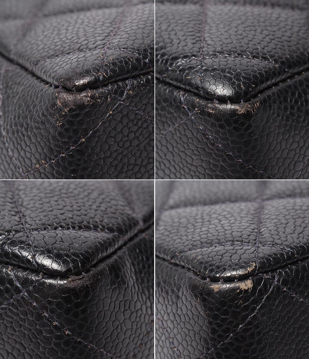 シャネル ショルダーバッグ シングルフラップ ダブルチェーン シルバー金具 キャビアスキン デカマトラッセ 30 レディース CHANEL