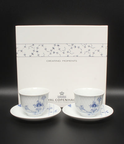 美品 Royal Copenhagen ティーセット ペア 2客 ブルーパルメッテ ロイヤルコペンハーゲン