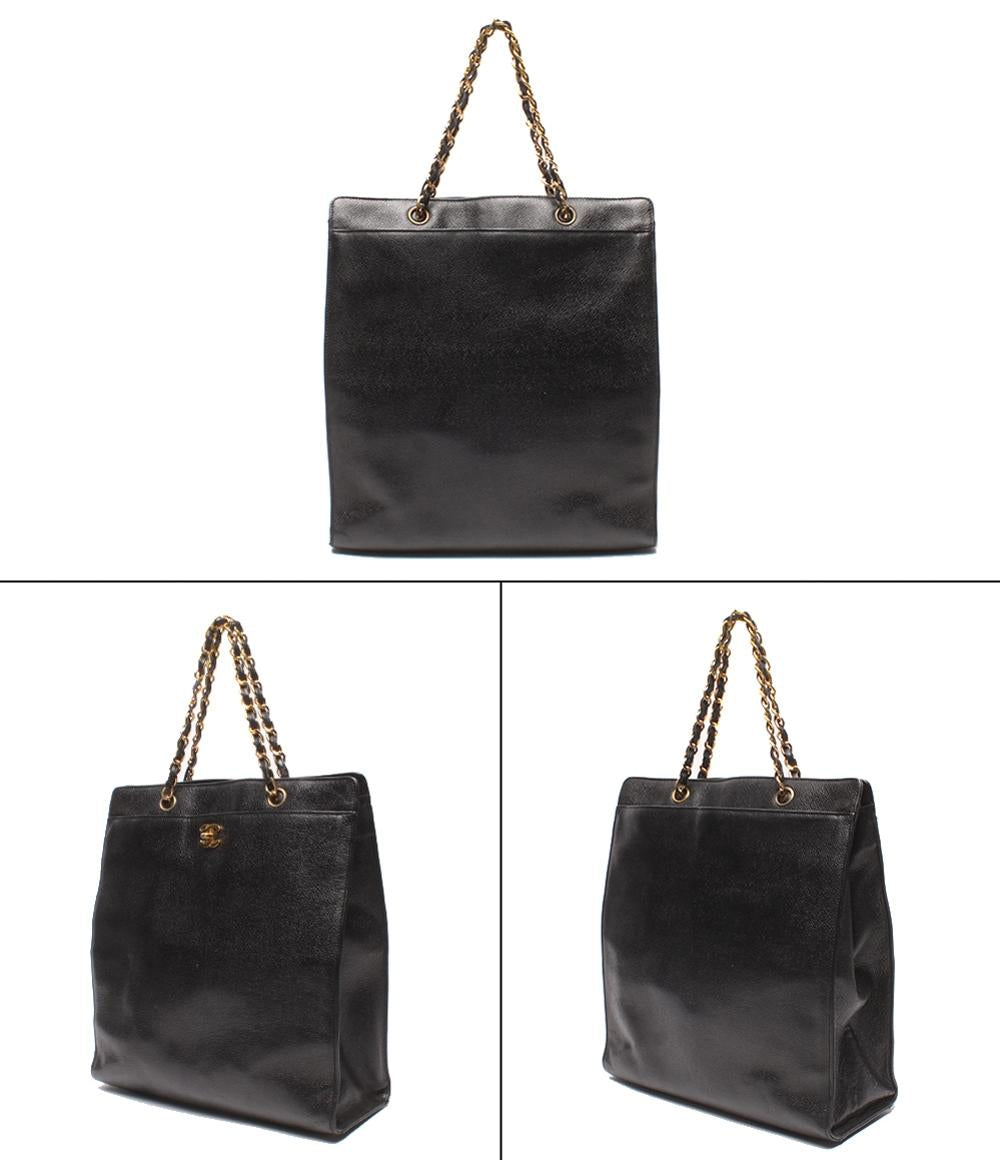 CHANEL チェーントートバッグ ゴールド金具 5番台 キャビアスキン ココマーク レディース シャネル