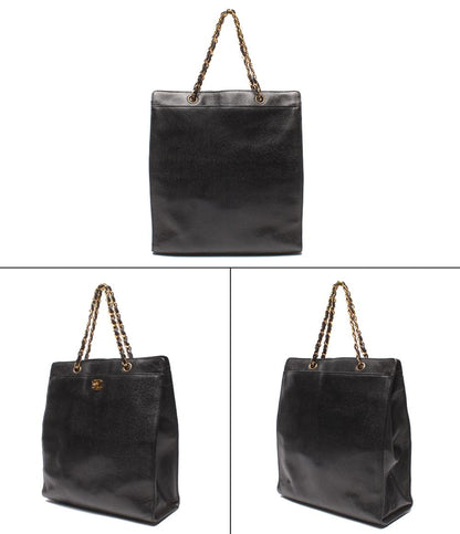 CHANEL チェーントートバッグ ゴールド金具 5番台 キャビアスキン ココマーク レディース シャネル