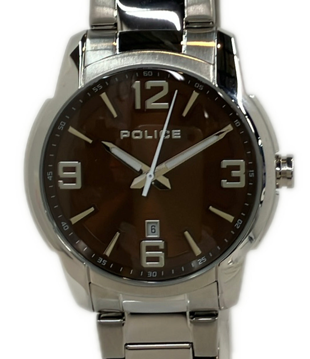 美品 POLICE 腕時計 クオーツ ブラウン系 15292J メンズ ポリス