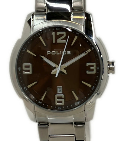 美品 POLICE 腕時計 クオーツ ブラウン系 15292J メンズ ポリス