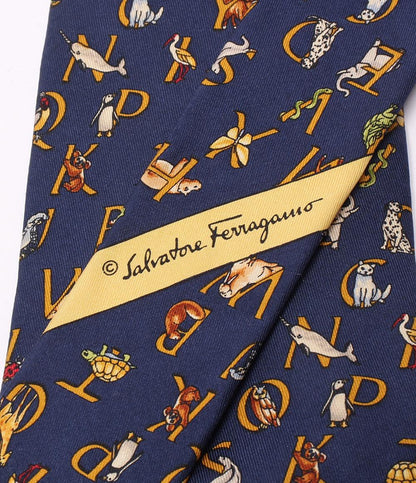 サルヴァトーレフェラガモ ネクタイ シルク100％ 動物柄 Salvatore Ferragamo