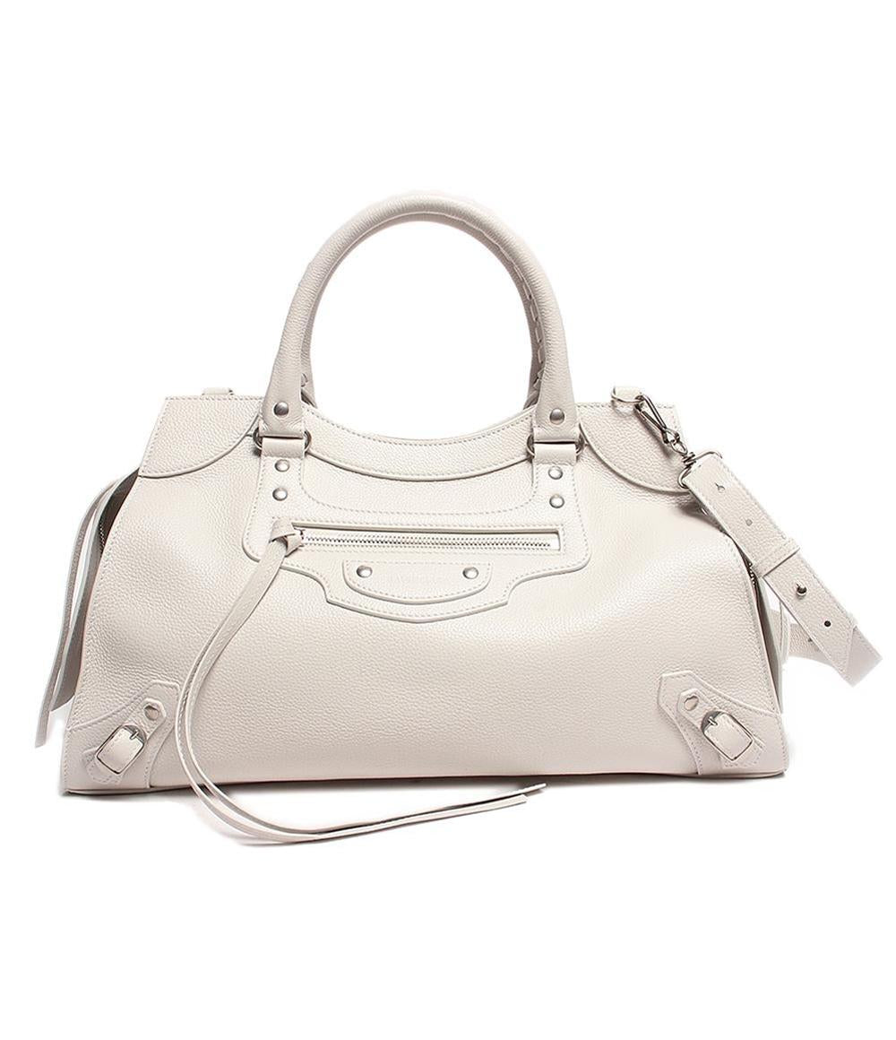バレンシアガ 2way レザー ハンドバッグ ショルダーバッグ シルバー金具 Neo Classic City ネオ クラシック シティ カーフレザー チャンキーホワイト