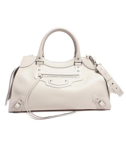 バレンシアガ 2way レザー ハンドバッグ ショルダーバッグ シルバー金具 Neo Classic City ネオ クラシック シティ カーフレザー チャンキーホワイト