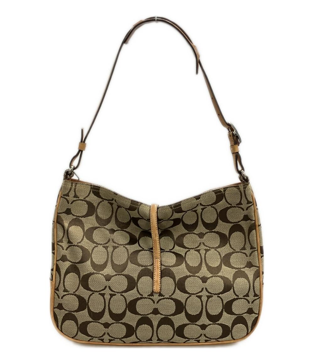 コーチ ワンショルダーバッグ 肩掛け クリップホーボー レザー キャンバス ヌメ革 シグネチャー 6091 レディース COACH