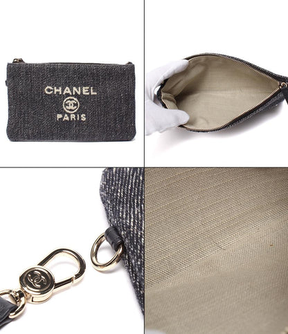 美品 CHANEL チェーンショルダーバッグ ハンドバッグ デニム ゴールド金具 ドーヴィルMM レディース シャネル
