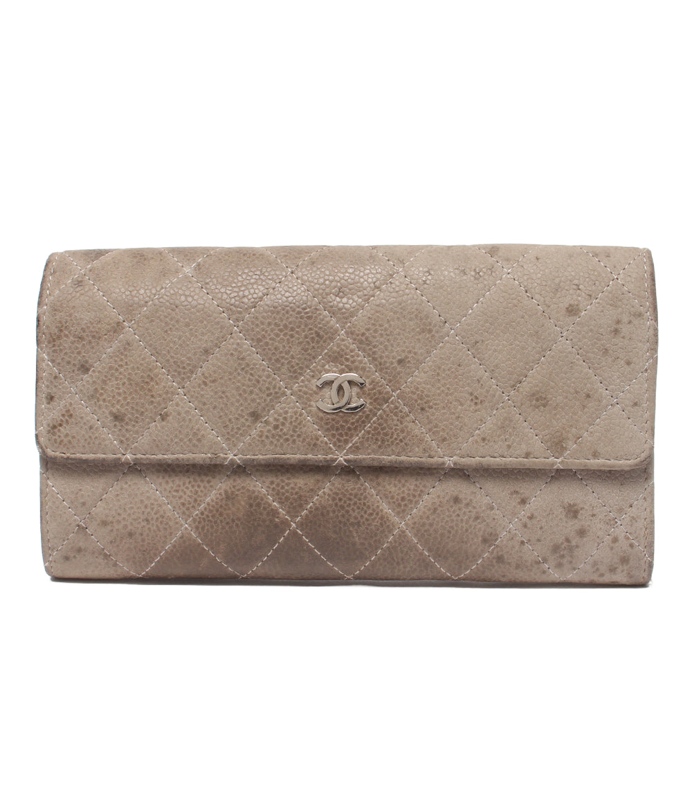 CHANEL 長財布 シルバー金具 マトラッセ キャビアスキン 16番台 レディース シャネル