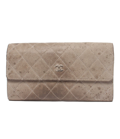 CHANEL 長財布 シルバー金具 マトラッセ キャビアスキン 16番台 レディース シャネル