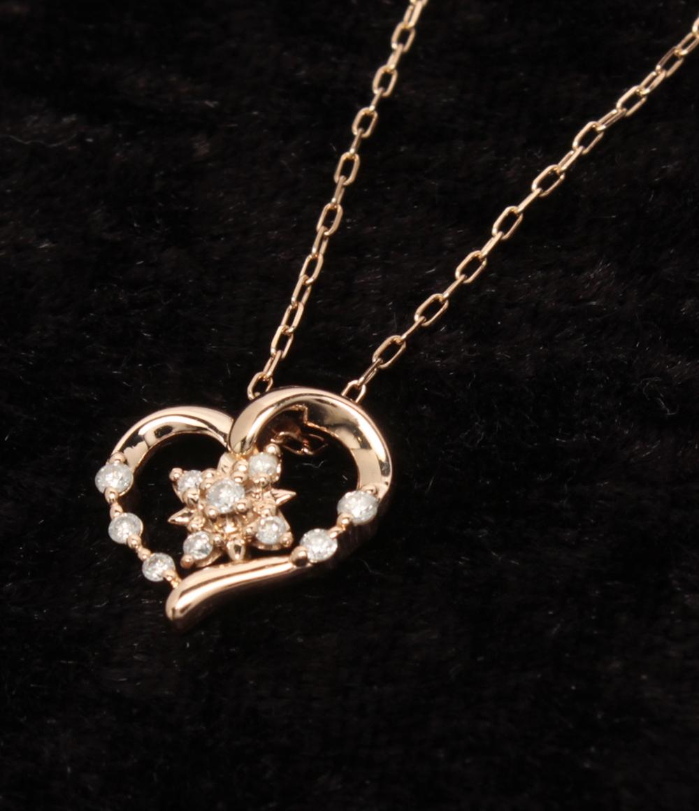 美品 ヨンドシー ネックレス K10 ダイヤ ハートモチーフ 2014 レディース 4℃