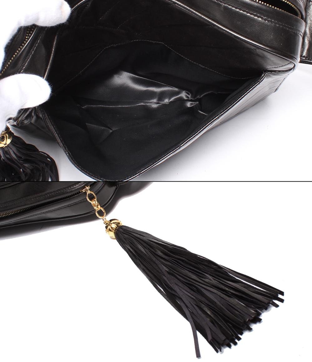 CHANEL ショルダーバッグ バイアスステッチ Vステッチ フリンジ ラムスキン ゴールド金具 2番台 肩掛け 斜め掛け レディース シャネル