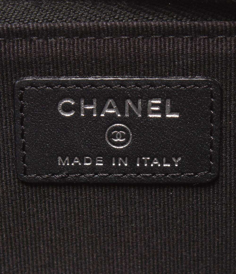 CHANEL カードケース コインケース フラグメントケース ブラック金具 ソーブラック マトラッセ ラムスキン AP3179 レディース シャネル