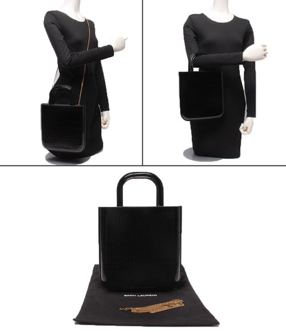 美品 SAINT LAURENT 2wayハンドバッグ チェーンショルダーバッグ ロゴエンボス 斜め掛け レディース サンローラン