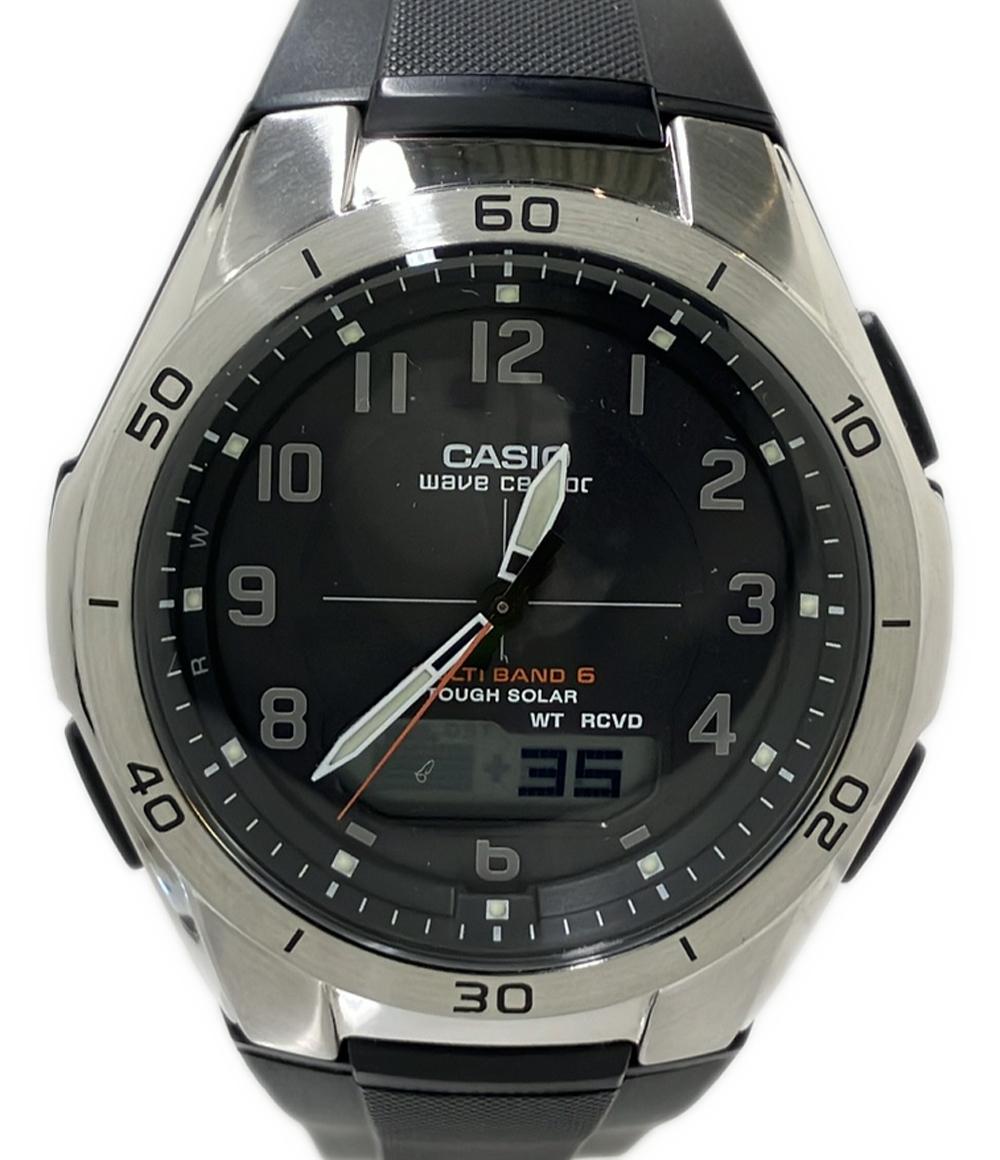 美品 CASIO 腕時計 ウェーブセプター WAVE CEPTOR ソーラー ブラック WVA-M640 メンズ カシオ