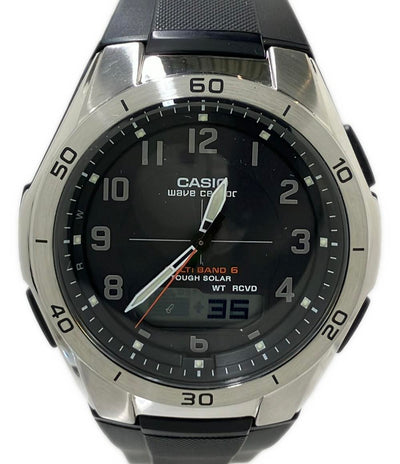 美品 CASIO 腕時計 ウェーブセプター WAVE CEPTOR ソーラー ブラック WVA-M640 メンズ カシオ