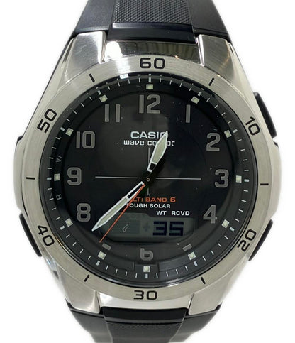 美品 CASIO 腕時計 ウェーブセプター WAVE CEPTOR ソーラー ブラック WVA-M640 メンズ カシオ