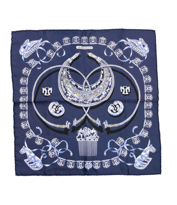 HERMES スカーフ カレ40 シルク 100% 黄金の騎士 夏 レディース