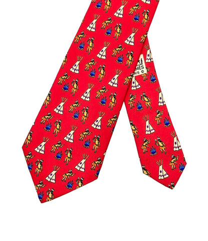 美品 HERMES ネクタイ シルク 100% 7564 SA メンズ エルメス