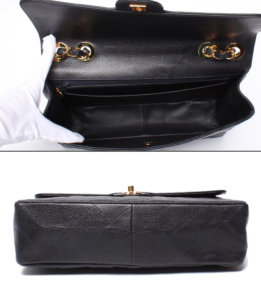 CHANEL チェーンショルダーバッグ マトラッセ キャビアスキン ゴールド金具 ダブルチェーン 6番台 肩掛け レディース シャネル
