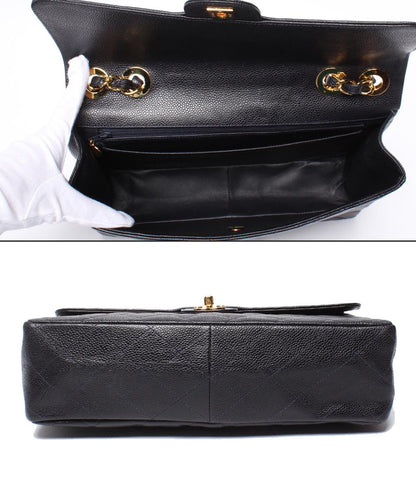 CHANEL チェーンショルダーバッグ マトラッセ キャビアスキン ゴールド金具 ダブルチェーン 6番台 肩掛け レディース シャネル