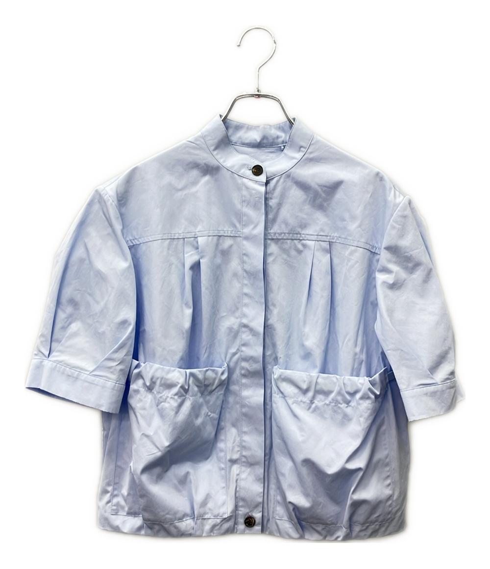 美品 Salvatore Ferragamo 半袖ブラウス ノーカラーブラウス レディース SIZE 38 (S) サルヴァトーレフェラガモ