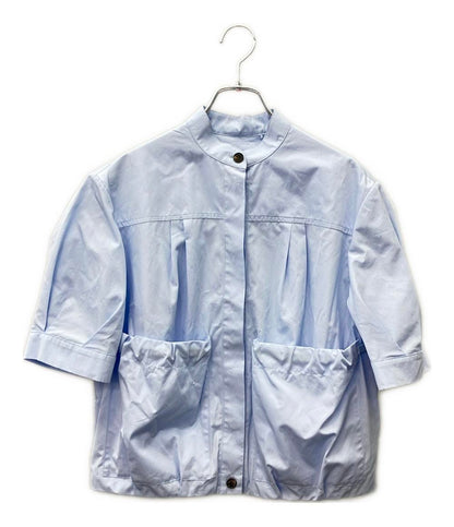 美品 Salvatore Ferragamo 半袖ブラウス ノーカラーブラウス レディース SIZE 38 (S) サルヴァトーレフェラガモ