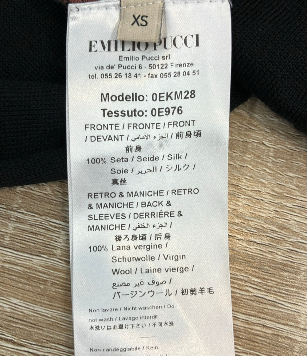 Emilio Pucci 長袖ニット パープル 幾何学模様  シルク混 0EKM28 レディース SIZE XS エミリオ・プッチ