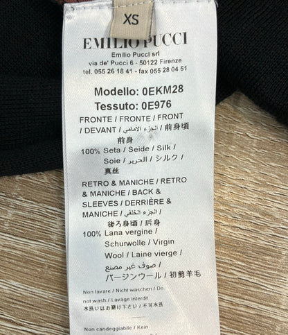 Emilio Pucci 長袖ニット パープル 幾何学模様  シルク混 0EKM28 レディース SIZE XS エミリオ・プッチ