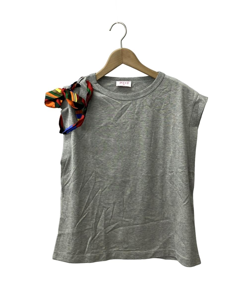 美品 エミリオ・プッチ ノースリーブTシャツ リボン付き レディース SIZE L Emilio Pucci