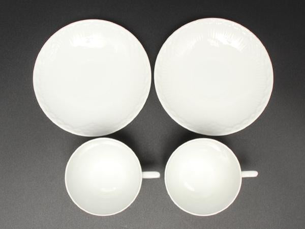 美品 ロイヤルコペンハーゲン カップ＆ソーサー 2客セット ペア ホワイトフルーテッド ハーフレース Royal Copenhagen