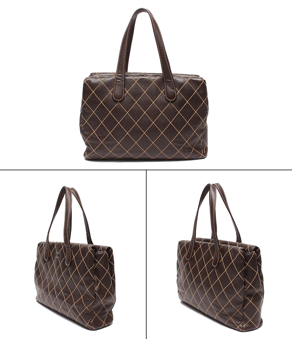 CHANEL トートバッグ ショルダーバッグ 肩掛け ゴールド金具 6番台 ワイルドステッチ レディース シャネル